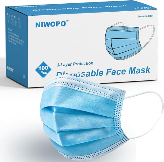 Disposable Face Masks, 100PCS 3 Ply Protection Mask
