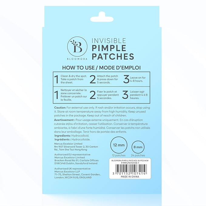 Invisible Pimple Patches for Face (36 Count), Zit Patches for Blemishes, Hydrocolloid Bandages, Zit Stickers for Face - S/L Sizes