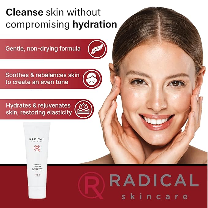 Radical Skincare Hydrating Cleanser- Antioxidant Rich, Non-Drying, Gentle Formula Promotes Cell Turnover | For All Skin Types | Paraben & Cruelty Free | Clinically Proven Results (4 Fl Oz, 2 Pack)