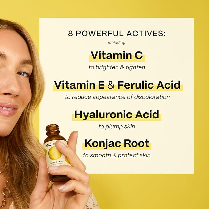 Mad Hippie Vitamin C Serum, Ultra-Hydrating with Hyaluronic Acid, Ferulic & Vitamin E, Anti-Aging, Glow Up Essentials, Cruelty-Free Skin Care, 1.02 Oz