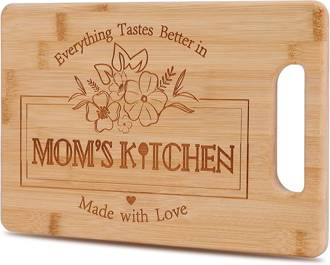 Gifts for Mom 11x7 inch, Mother's Day Mom Birthday Gifts from Daughters Son, Bamboo Cutting Board for Mother