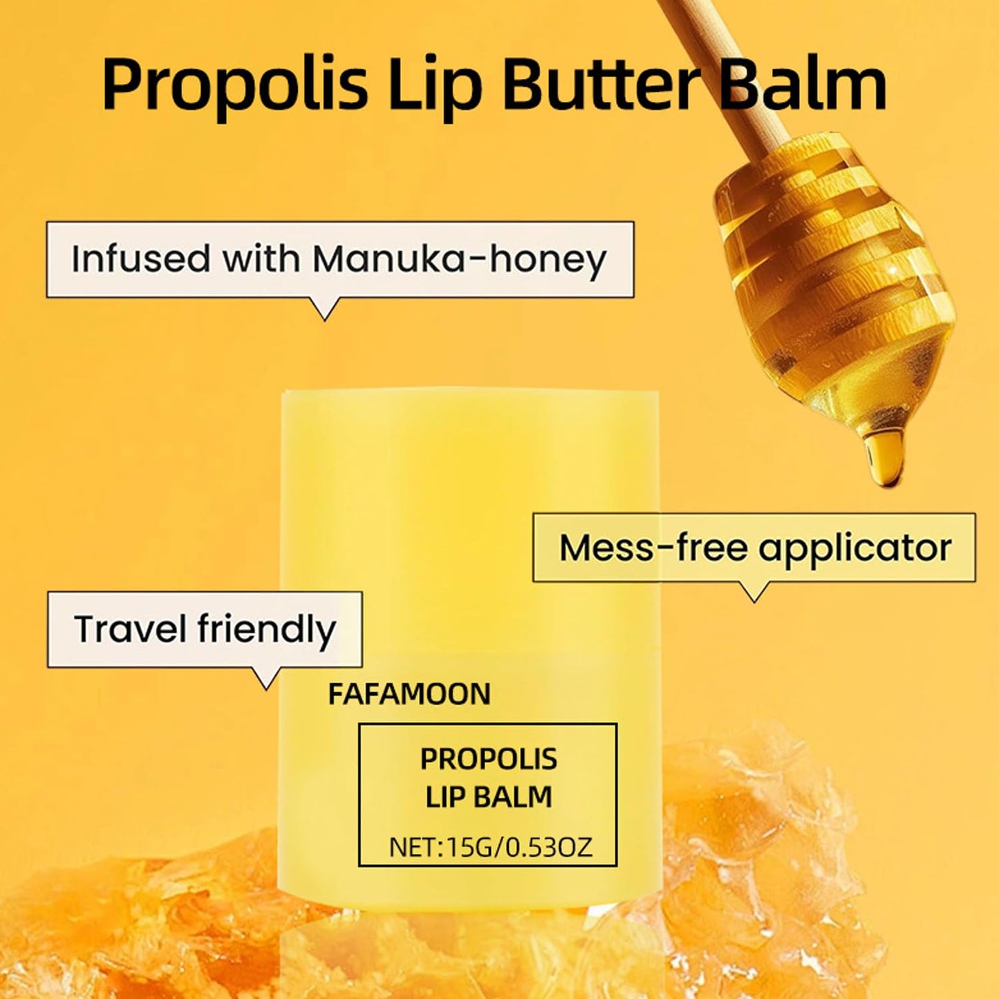 Dulele Honey Lip Butter, Moisturizing Propolis Lip Balm, Overnight Lip Mask Treatment Balm, Hygienic Twist Dispenser, Hydrating Sleeping Lip Mask for Chapped Dry Lips Care - Gentle Exfoliation(2pcs)