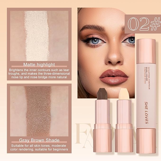 Contour Stick, Highlighter Makeup, 2 in 1 Cream Face (01#)