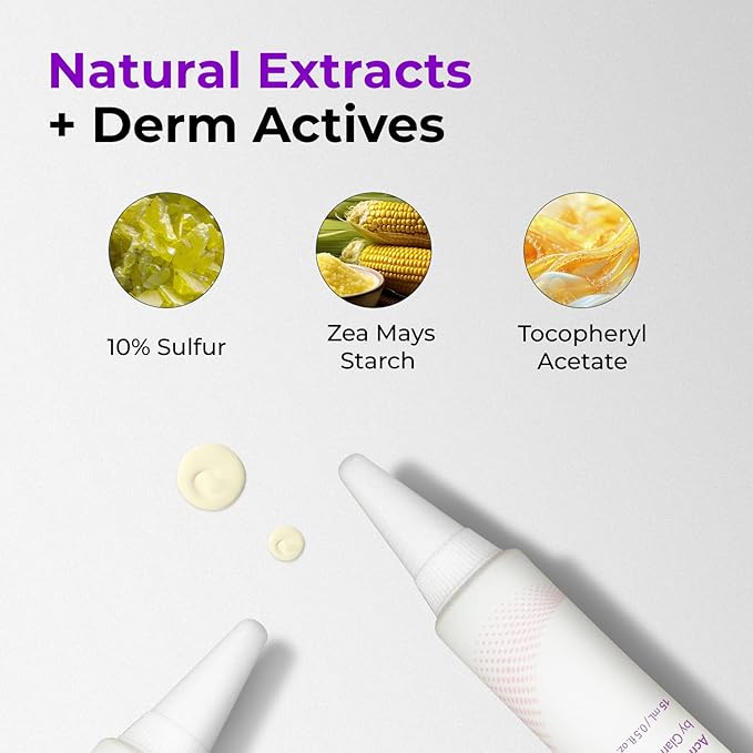 GLAM UP Spotless 10% Sulfur Treatment Spot Serum for Fast Healing Pimples, Blemishes and Acne Breakouts, Overnight Acne Soothing15mL, 0.5 fl. oz. [Made in the US]