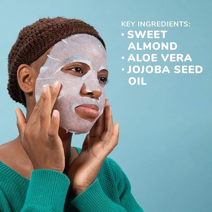 FACETORY K Beauty Face Mask Skin Care - Everyday ALMOND Skin Strengthening Sheet Mask | Plant-Based with Sweet Almond Oil (5 Pack)