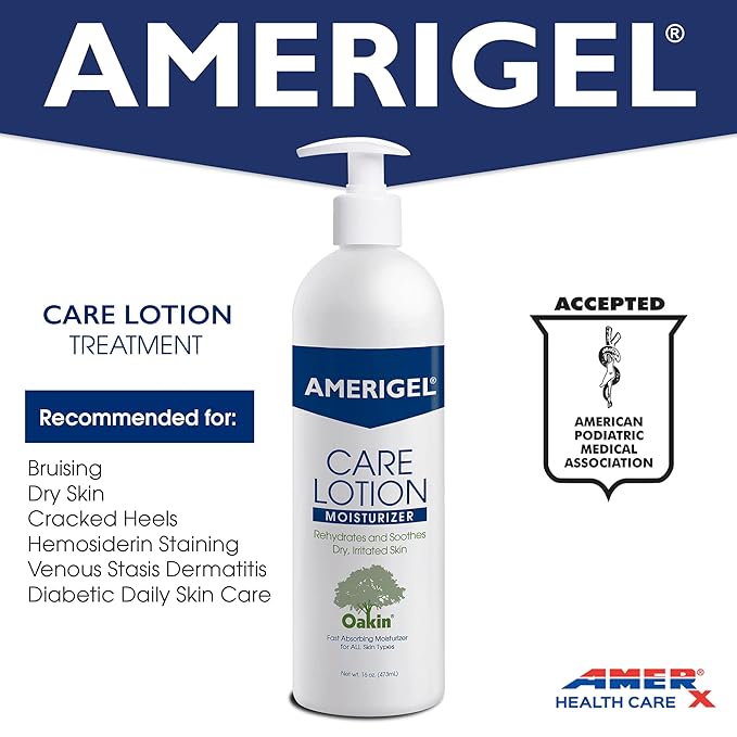 AMERIGEL Total Day & Night Skin Care Bundle - Barrier Lotion Skin Protectant Bottle With Pump (16 oz.) - Care Lotion Hypoallergenic Moisturizer Bottle With Pump (16 oz.)
