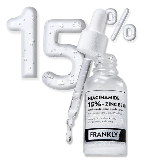 FRANKLY Niacinamide 15% & Zinc Beads Serum: Acne & Dark Spots Care, Oil Control, Even Skin Texture & Glow | Vegan & Cruelty-Free | Non-Comedogenic All skin types Korean Skincare | 1.01 fl.oz