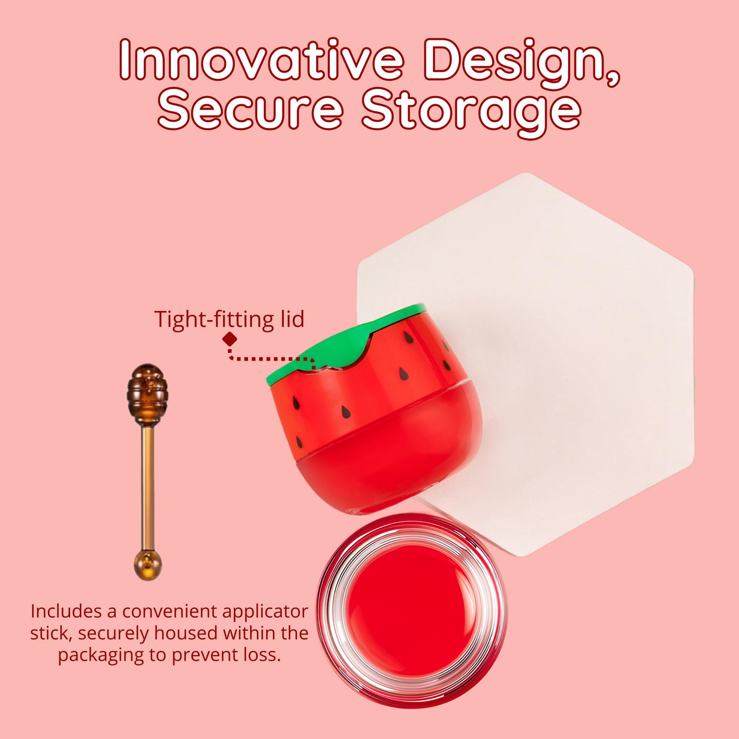 Original My Bee Balm Lip Balm - Watermelon Hydrating Balm Honey Pot for Dry, Chapped & Cracked Lips with Propolis, Honey & Vitamin E - Soften, Smooth & Reduce Lip Lines