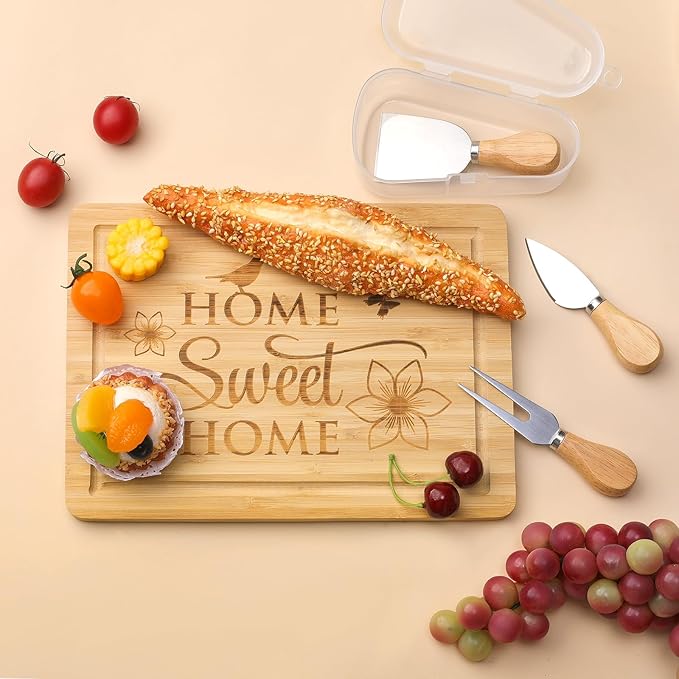 Housewarming Gifts for New Home, 10Pcs House Warming Gift Basket with Aroma Candle, Cutting Board, Cheese Knife, Condiment Dish, Coasters for Couples, Closing Gifts for Home Buyers