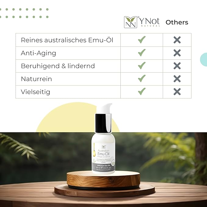 Y-Not Natural Ultra Pure Australian Emu Oil 60 mL - Luxury, Hospital Grade | Free Range Aboriginal Omega 3, 6 & 9 Oil Infused with Lemon Myrtle - Ultimate Moisturizer for Skin, Hair, Nails, and Scalp
