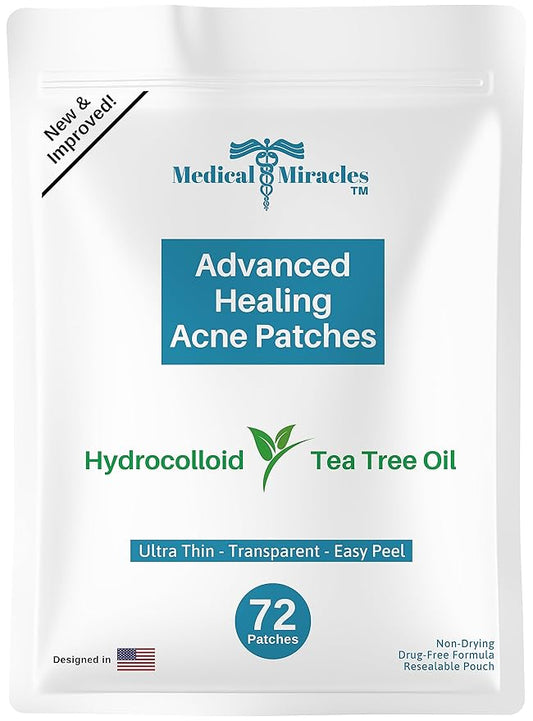 Maximum Strength Hydrocolloid Acne Remover Sticker Dots(Pack of 72) Face Healing Dot Treatment may Aid in Absorbing Zits, Pimples, Cystic Spots, Blemish Tea Tree Therapy All SkinTypes