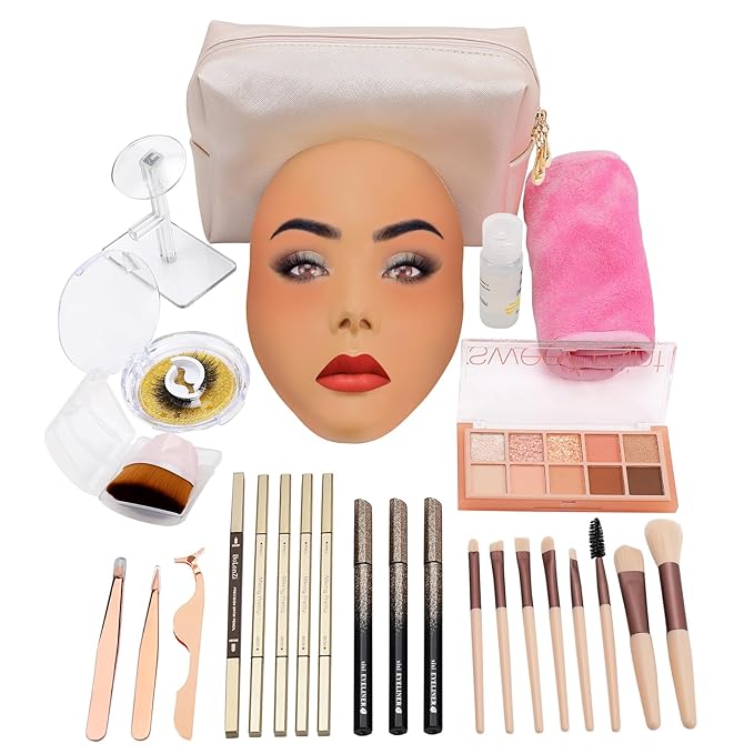 3D Makeup Practice Face Board,Reusable Silicone Makeup Practice