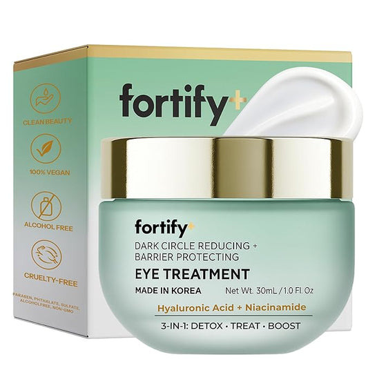 Under Eye Cream for Dark Circle Reducing & Barrier Protection - Hyaluronic Acid & Niacinamide - 3-in-1: Detox, Treat, Boost - Dermatologist Tested - Anti-Aging Korean Skincare - 1oz