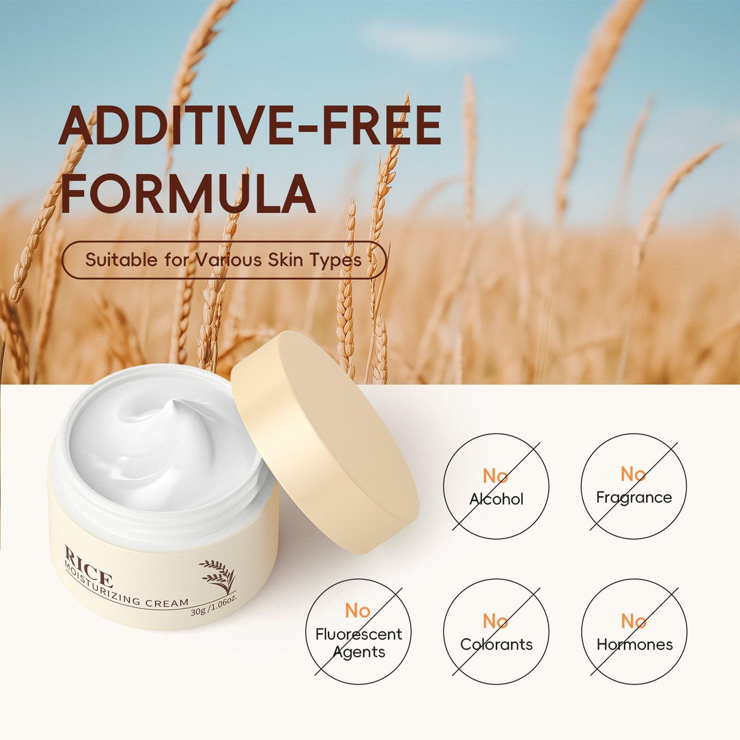 Skin Care Set - Rice Face Moisturizer Cream & Rice Serum (2 Products) Moisturizer for Face,Hydrating Targets Dryness,Pore Minimizing,Deep Nourishment,Strengthens Skin Barrier,All Skin Types,1.66 oz