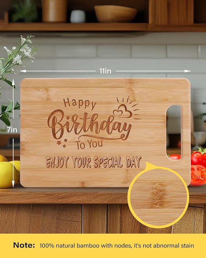Birthday Gifts for Women Men 11x7 inch, Happy Birthday Cutting Board Gifts for Her Him Mom Grandma