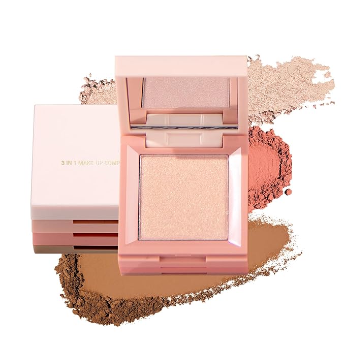 3 in 1 Highlighter Contour Blush Makeup Palette,