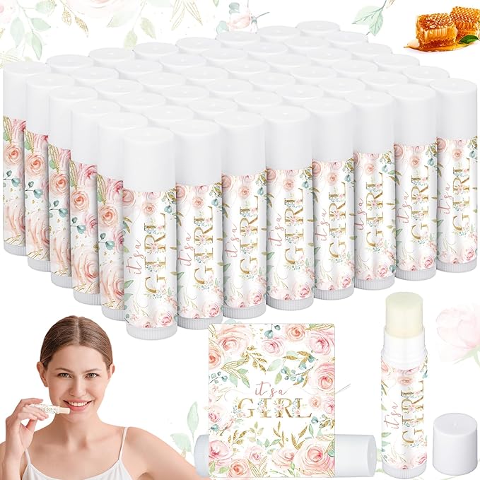 50 Pack Floral Baby Shower Lip Gifts