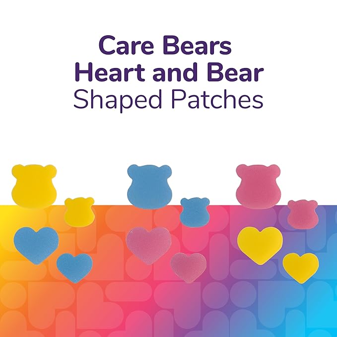 BioSwiss Pimple Patches, Care Bears Heart and Bear Shaped Acne Patch for Zits and Blemishes, Hydrocolloid Spot Stickers for Face and Skin, 72 Count