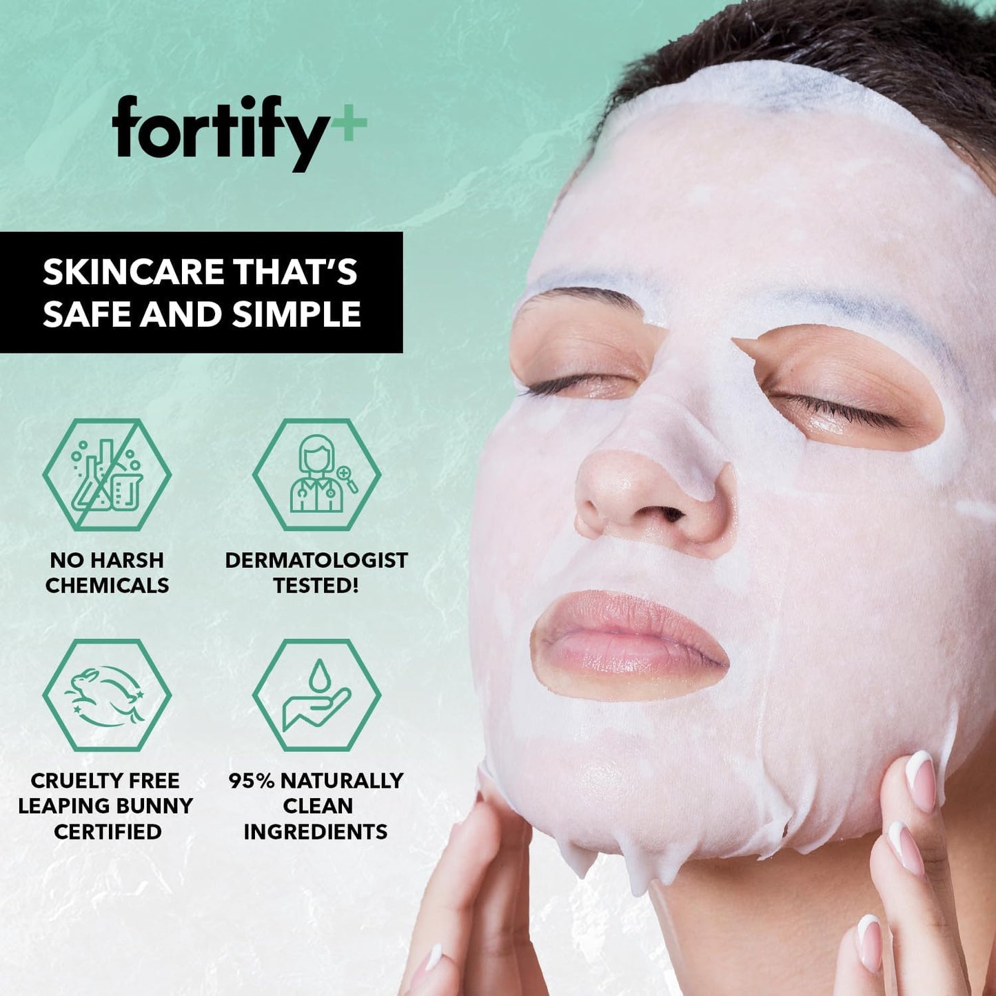 Fortify Skincare Face Mask - Hyaluronic Acid & Aloe - Dermatologist Tested, Ultra Hydrating, Anti-Aging, Pore Minimizing - 3-in-1: Detox - Treat- Boost - Clean Beauty, Korean Skin Care, 5 Sheet Masks