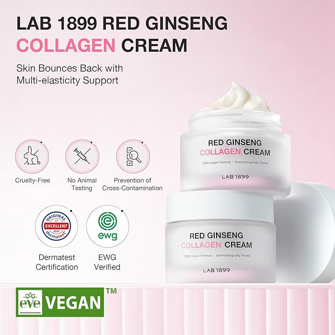 Donginbi LAB 1899 Red Ginseng Collagen Cream - Vegan Firming Cream for Loose Skin, Face Moisturizer for Dry Skin, Korean Red Ginseng, Korean Skin Care Gifts for Women, 1.69 floz