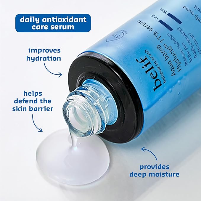 belif Aqua Bomb Hydrating Hyalucid™ 11% Serum, 5 Types of Hyaluronic Acid, Good for Dryness, Dullness, Loss of Firmness & Elasticity, Glycerin, For All Skin Types, Korean Skin Care