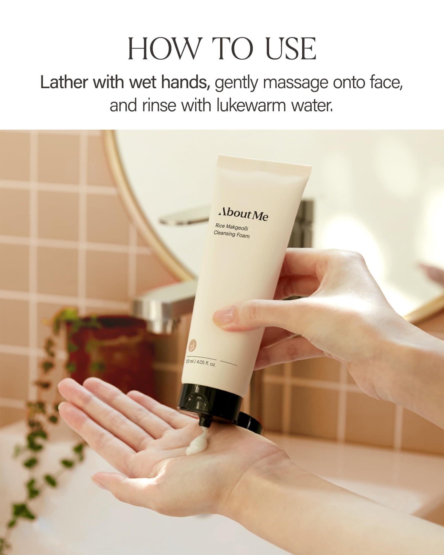 About Me Rice Makgeolli Cleansing Foam – Korean Traditional Fermentation Face Wash for Sensitive Skin – Daily pH Balanced Cleansing with Rice Bran Water – Korean Skin Care – 4.06oz, 120ml