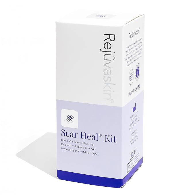 Rejuvaskin Scar Heal Kit for Medium Surgical Scars, Soften, Flatten, Reduce and Recover, Silicone Sheeting, RejuvaSil Gel & Medical Tape, 3" x 5"