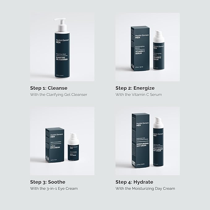 Nordisk Element Moisturizing Day Cream for men with Hyaluronic Acid and Rowan Berry Extract, Deep Hydration and Antioxidant Protection, Non-Greasy, Vegan, Paraben-Free, Sulfate-Free, 1.7 Fl Oz