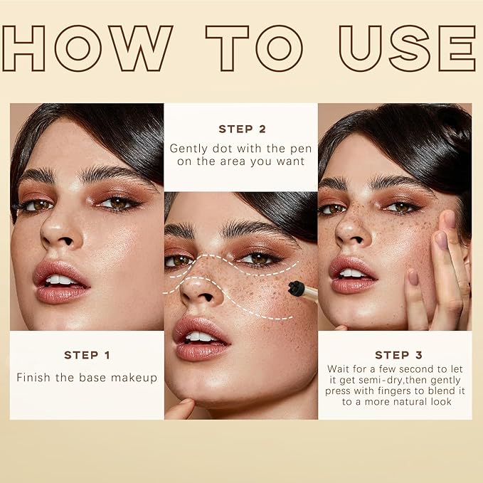 2 Colors Freckle Stamp Pen, Natural Like Freckle #Light&Dark Brown