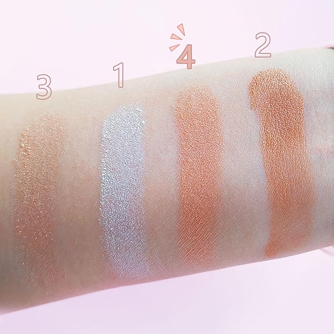 4 Colors Diamond Shimmering Powder, High Glossy Face Highlighter Eyeshadow