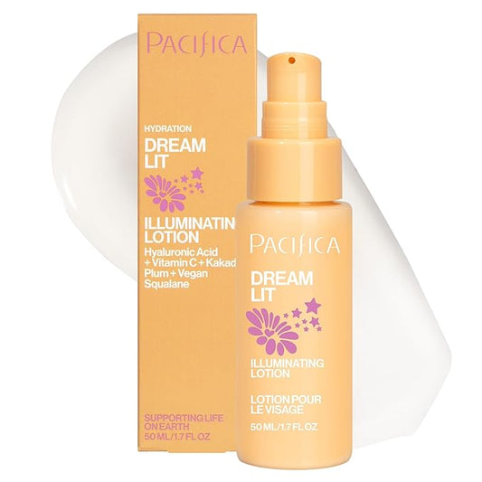 Pacifica Dreamlit Illuminating Facial Lotion – Vitamin C & Niacinamide Brightening Moisturizer for Radiant Glow - Natural Dewy Finish Hydrates & Minimizes Pores - Lightweight Daily Face Cream, Vegan