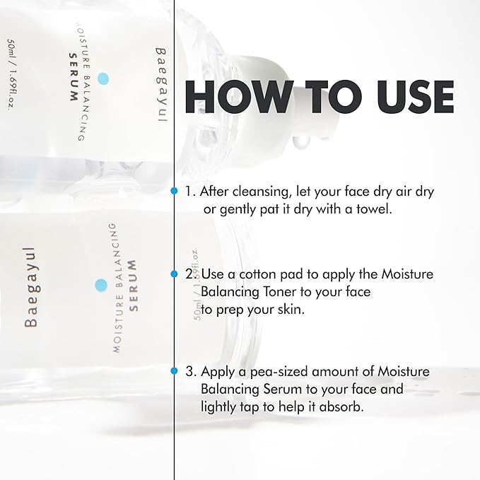 Moisture Balancing Serum - Hydrating & Soothing with Hyaluronic Acid and PHA, Botanical Moisturizer for Sensitive Skin, pH Balanced for Glass Skin, Korean Skincare (1.69fl oz)