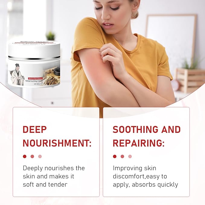 Herbal Body Care Cream, Natural Herbal Soothing Cream, Relieves Dry and Tight Skin, Soothing Skin, Relieves Itching, for Natural Relief of Problems for All Skins Types (2pcs)