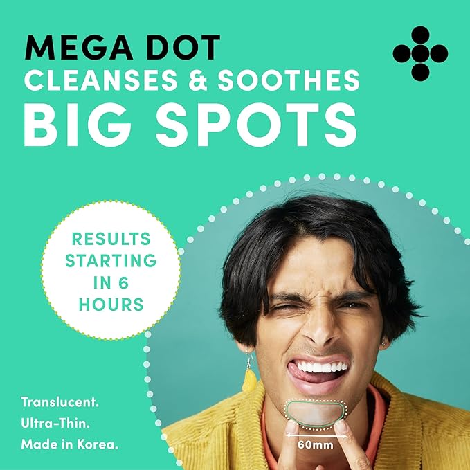 Dots for Spots Large Pimple Patches for Body, Chin, Cheek or Forehead - Includes Active Ingredients Niacinamide, Witch Hazel & Salicylic Acid for Maximum Effectiveness - Reduces Redness (10 patches)