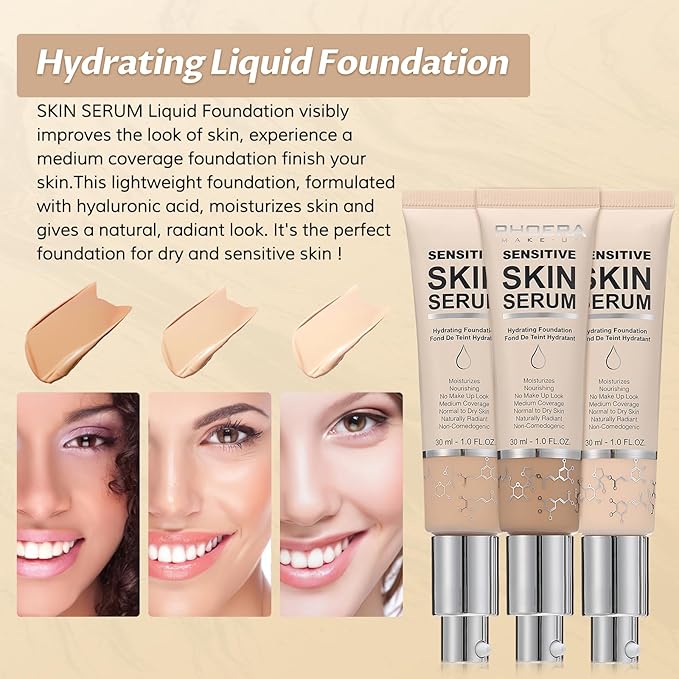 Phoera Foundation Makeup,Flawless Soft Matte Full Coverage with Nude+N02 Nude)