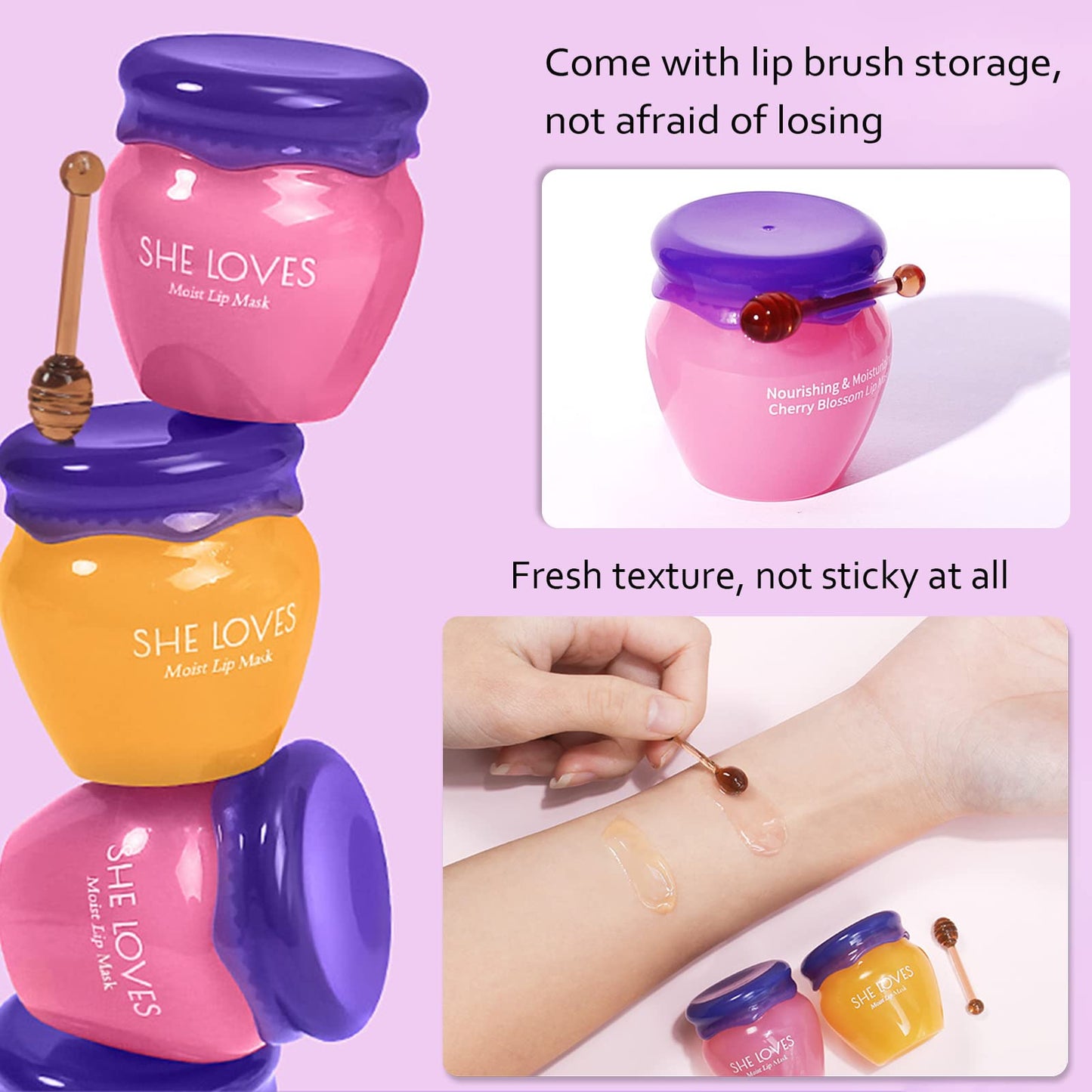 2PCS Honey&Sakura Lip Balm Pot,Day and Night Repair Lip Sleeping Masks Honey Lip Balm,Anti-wrinkle Remove Dead Skin Lip Mask,Fade Lip Lines,Treatment to Restore, Hydrate & Plump Dry,Chapped Lips