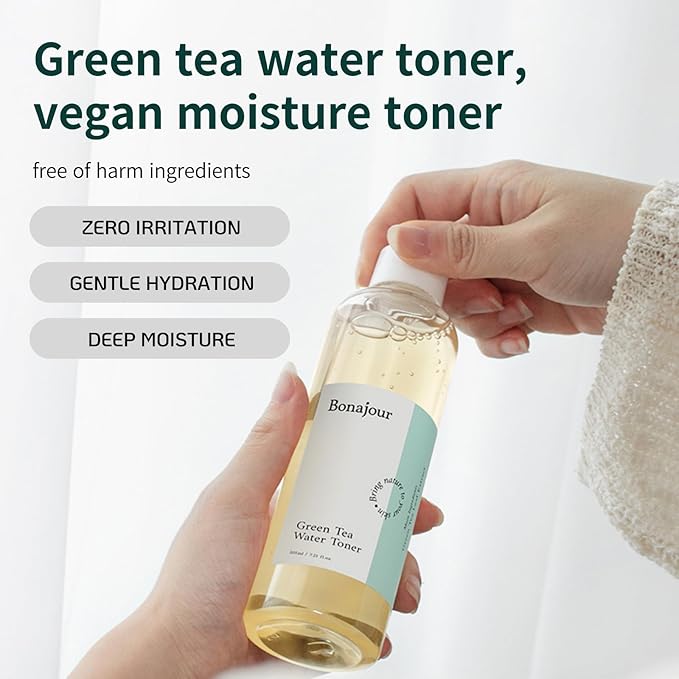 [BONAJOUR] Vegan Beauty Organic Green Tea & Hyaluronic Acid Facial Toner for Dry Skin - 100% Pure Natural Moisturizer & High Moisture Type, Anti Aging, Anti Wrinkle, 7.2 fl. oz