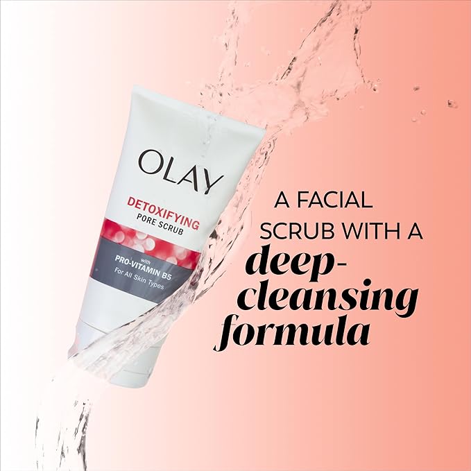 Facial Cleanser by Olay Regenerist, Detoxifying Pore Scrub & Exfoliator, 5 Oz (Pack of 3)