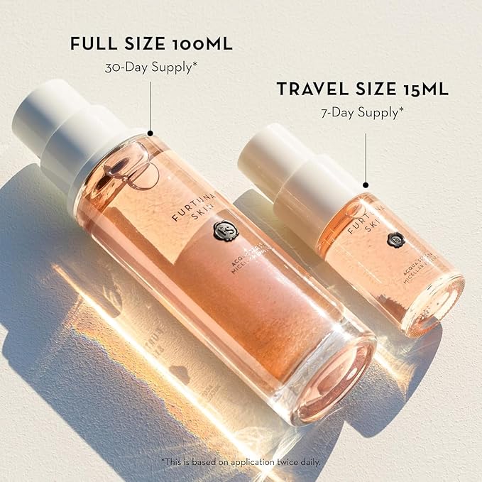 Furtuna Skin Micellar Cleansing Essence Water - Dual-Use Cleanser & Toner, Nutrient-Rich, pH Balanced, Organic Botanicals, Dermatologist Approved - 15ml