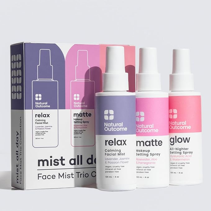 Face Mist Trio Collection – Hydrating Facial Mist Spray for Glowing Skin – Rosewater, Lavender & Hyaluronic Acid – Makeup Setting & Refreshing Face Spray Mist