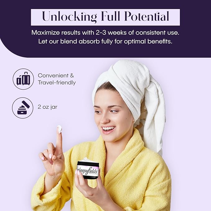 SLEEPY FIELDS Unscented Magnesium-Enhanced Sleep Cream - Nighttime Moisturizing Cream for Pain Calm, Leg Cramps, Sleep & Muscle Soreness - Fast Absorbing, Non-Greasy, Made in USA - 2 oz