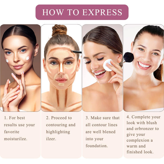 Youngfocus Cosmetics Cream Contour Best 8 Colors Contouring Foundation - Highlighting Makeup Kit/Concealer Palette - Vegan, Cruelty Free and Hypoallergenic - Instruction Manual（Face Blushes）