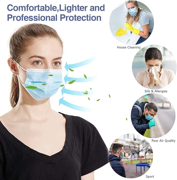 500 Pack Medical Disposable Face Masks (5 Boxes, 100pcs/Box) Blue Face Masks for Protection