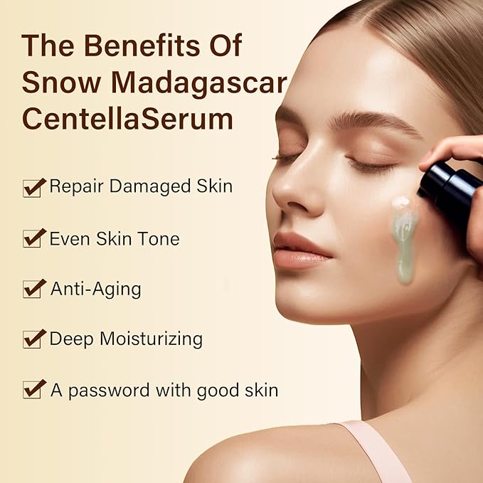 Madagascar Centella, Facial Serum for face, Natural Extraction of Bakuchiol, Centella Asiatica Extract for Soothing Sensitive& Acne-Prone Skin, for Scars, Moisturizing& Firming- 45ml