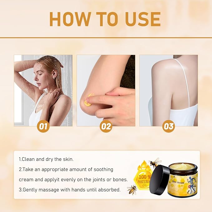 2 Pcs Botulinum Toxin & Bee Venom-Relief Bone Healing Cream, Professional Bee Venom Cream, Natural Joint Relief Gel, for Neck,Waist,Back Hand Feet and Leg
