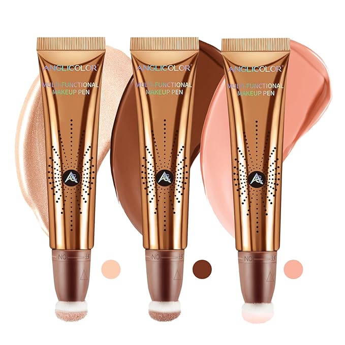 3PCS,Contour Stick bronzer,Liquid Blush,Highlighter,Long Lasting Smooth Lightweight Beauty 1.27fl oz