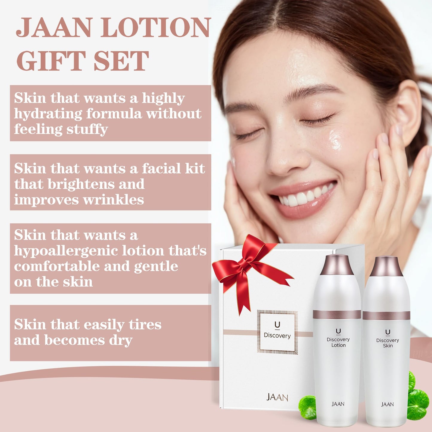 JAAN Korean Skin Care Set for Face, Anti-Aging Facial Moisturizer Lotion and Toner, Deep Hydrating for Face, K Beauty Facial Set, Gift Set for Women, Korean Skin Care, 4.5 FLOZ*2