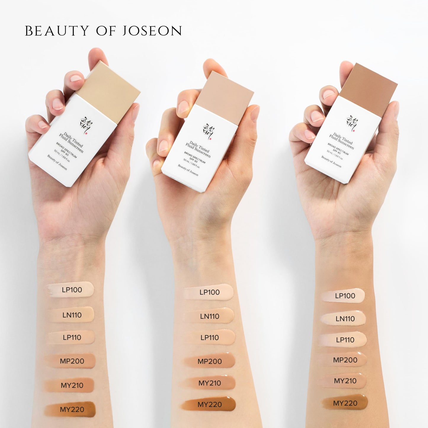 Beauty of Joseon Daily Tinted Fluid Sunscreen 12 Shades for Face Moisturizing Broad Spectrum SPF 40 Korean Skincare 50ml, 1.69 fl.oz #LN110