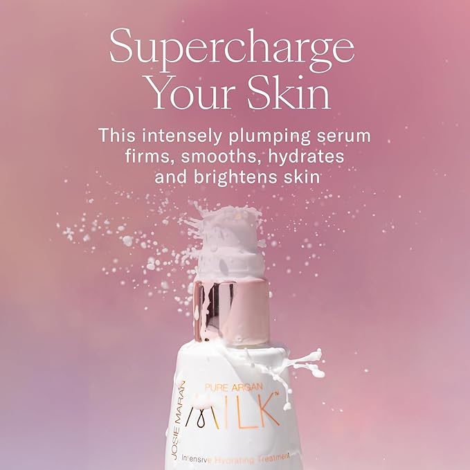 Josie Maran Pure Argan Milk - Anti Aging Face Serum with Argan Oil for Long-Lasting Hydration and a Fresh, Radiant Glow - Suitable for Dry, Sensitive Skin (1 Fl Oz)