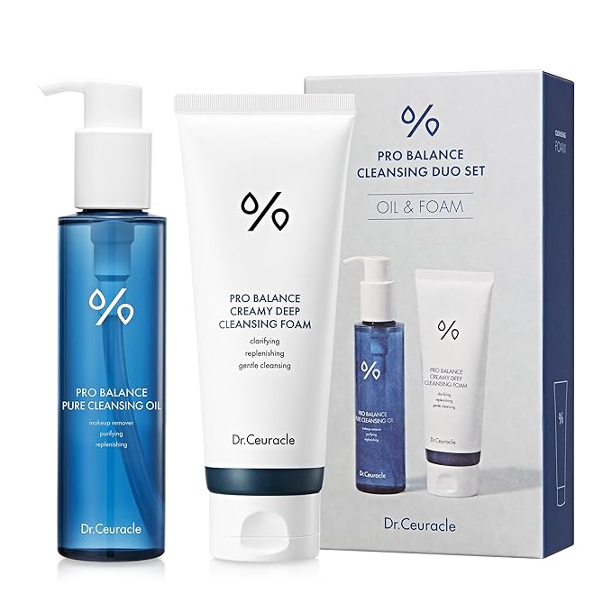 Dr.Ceuracle Pro Balance Cleanser Duo Set (Cleansing Oil & Foam) - Hydrating pH Balanced Daily Facial Wash for All Skin Types